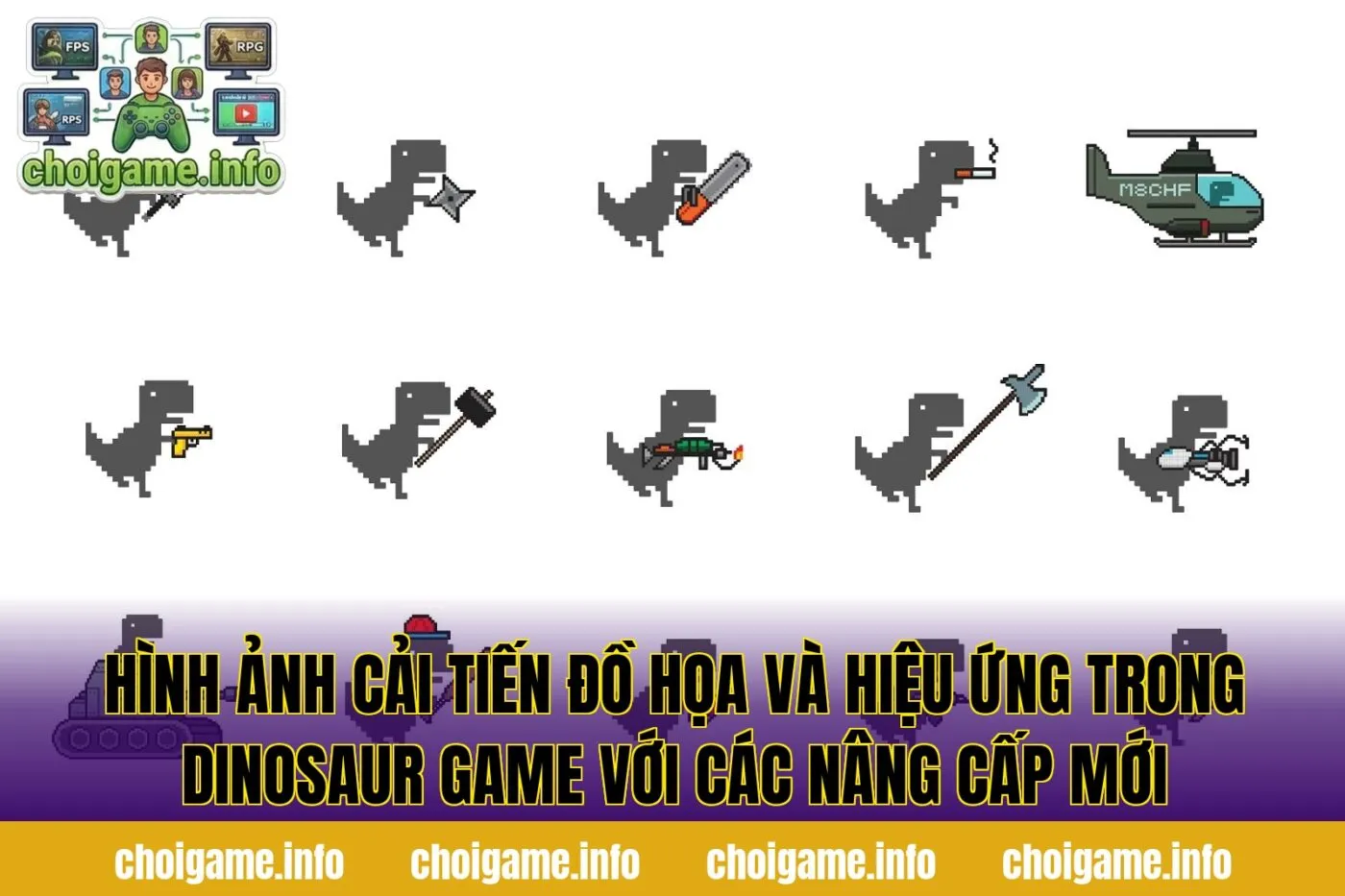 Hình ảnh cải tiến đồ họa và hiệu ứng trong Dinosaur Game với các nâng cấp mới