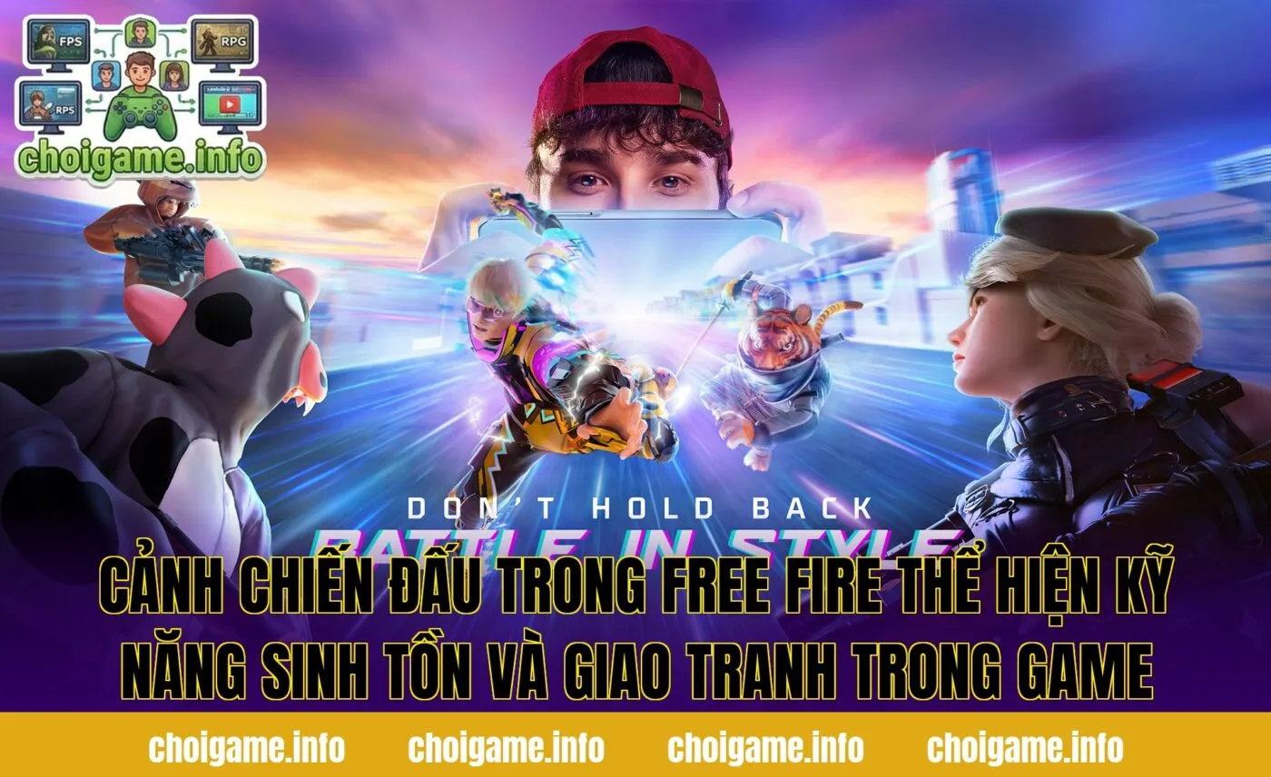 Cảnh chiến đấu trong Free Fire thể hiện kỹ năng sinh tồn và giao tranh trong game