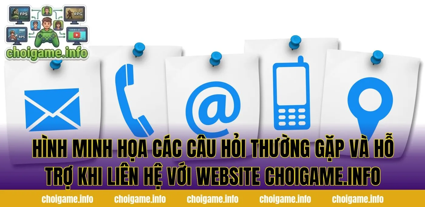 Hình minh họa các câu hỏi thường gặp và hỗ trợ khi liên hệ với website choigame.info