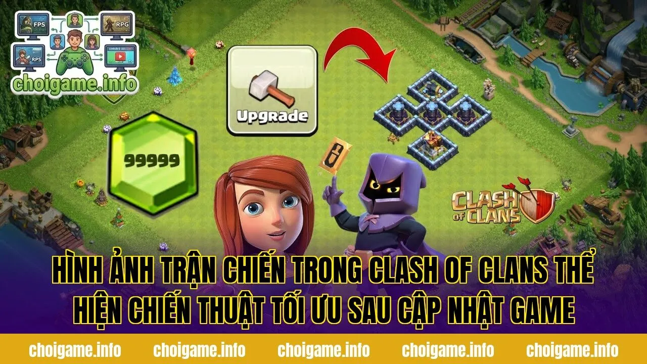Hình ảnh trận chiến trong Clash of Clans thể hiện chiến thuật tối ưu sau cập nhật game