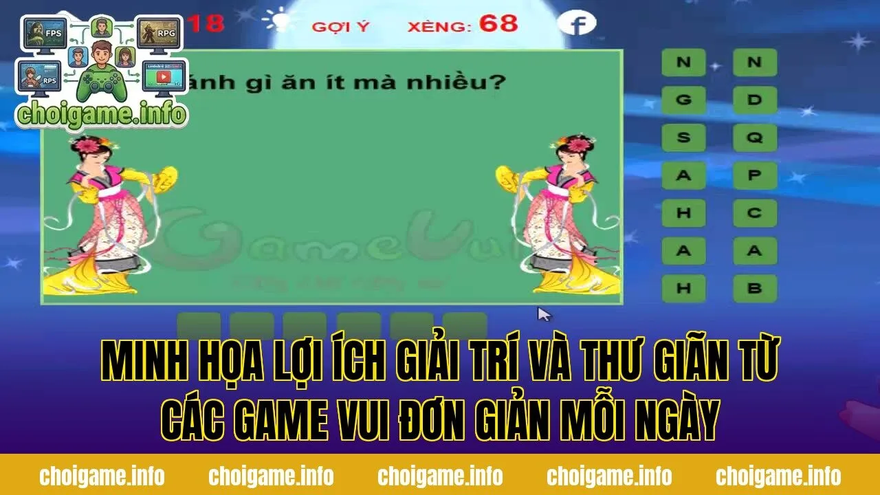 Minh họa lợi ích giải trí và thư giãn từ các game vui đơn giản mỗi ngày