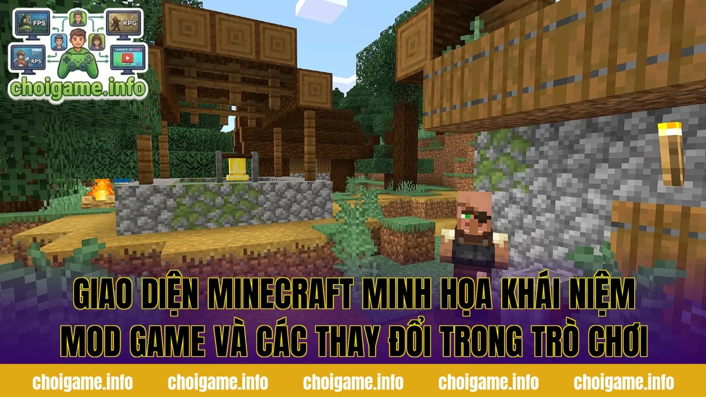 Giao diện Minecraft minh họa khái niệm mod game và các thay đổi trong trò chơi
