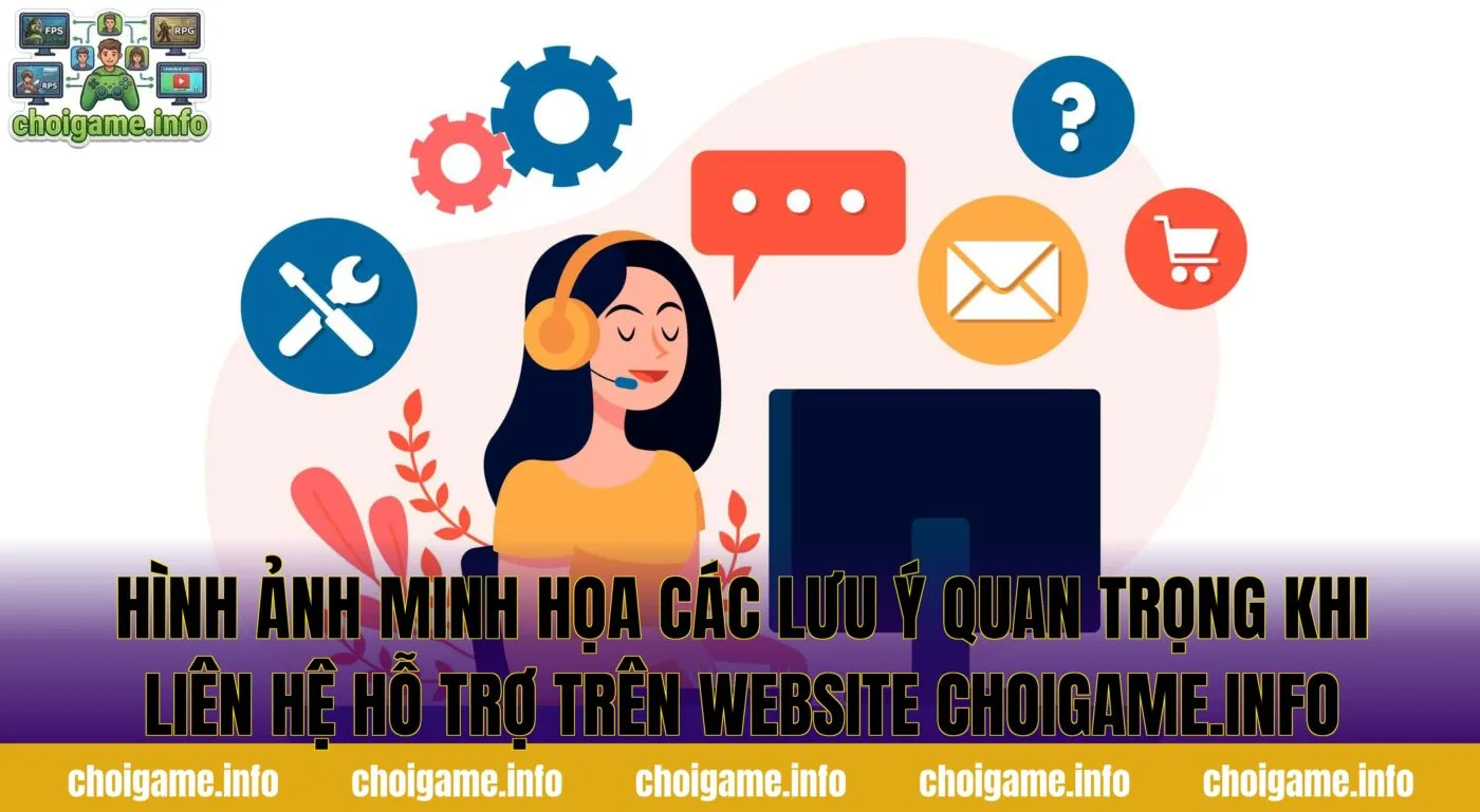 Hình ảnh minh họa các lưu ý quan trọng khi liên hệ hỗ trợ trên website choigame.info